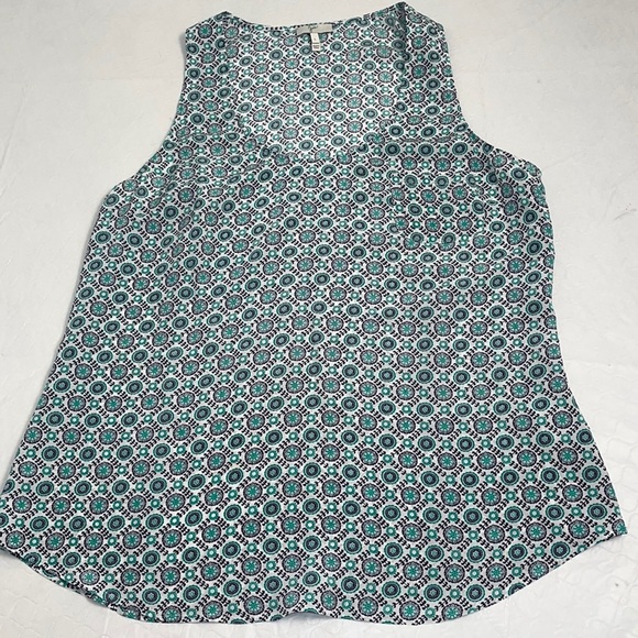 Joie Rain B multicolor Court teal green silk tank top - Picture 5 of 11